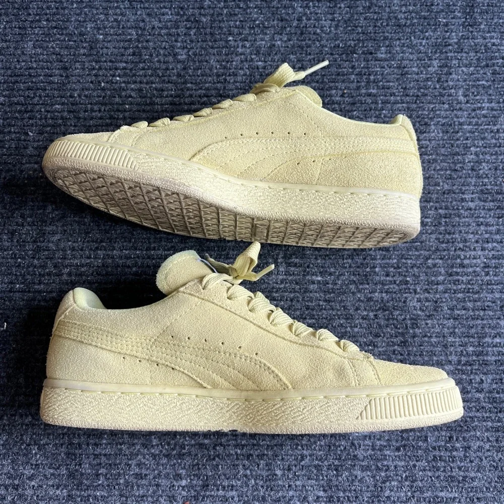 Puma Suede Classic Sneakers Womens 8.5 Green Yellow Low Top Suede Shoes Casual